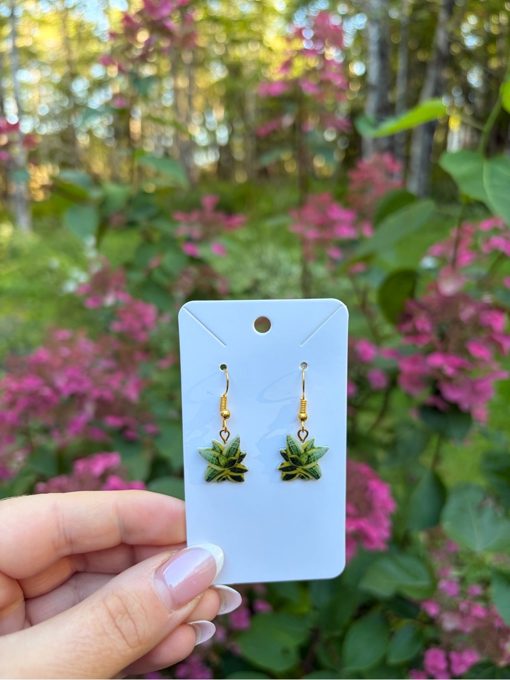 Green Leaf Drop Earrings - Unbranded Gold Hook Botanical Jewelry